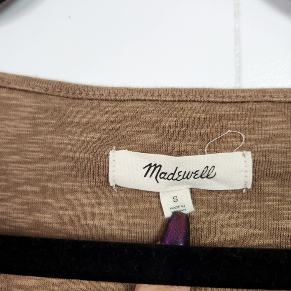 Madewell Long Sleeve Cropped Henley Shirt Brown Womens Size XS Casual Minimalist - Picture 6 of 7